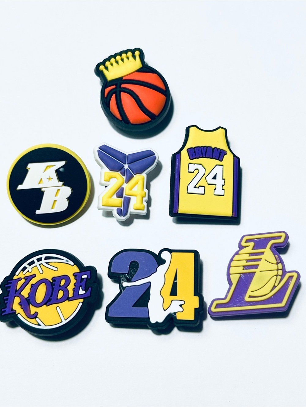 Los Angeles Lakers Kobe Bryant 24 Purple & Gold Team Shoe Charms Set for Crocs